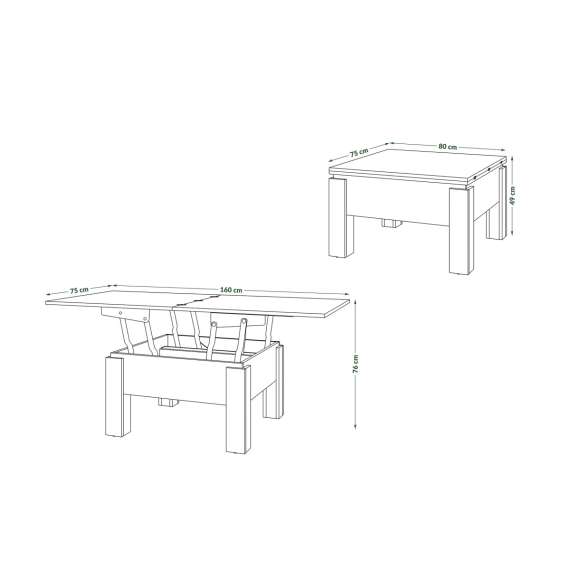 Sofabord Oslo 80-160 cm - Svart - Eik