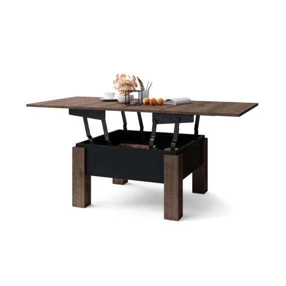 Sofabord Oslo 80-160 cm - eik brun - svart matt