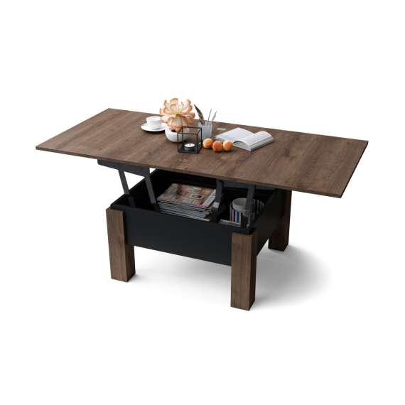 Sofabord Oslo 80-160 cm - eik brun - svart matt