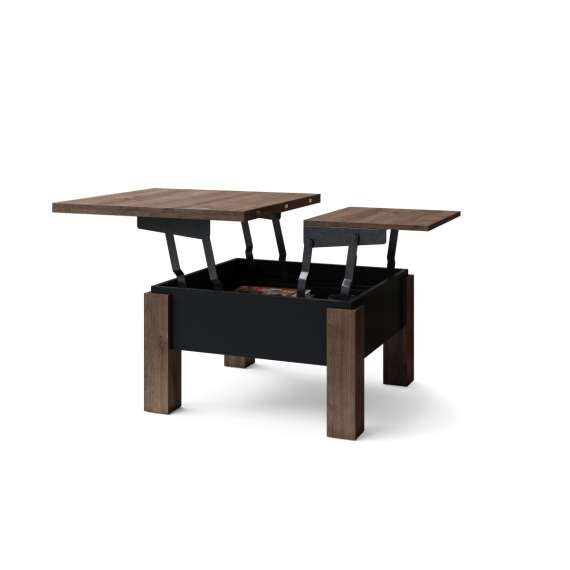 Sofabord Oslo 80-160 cm - eik brun - svart matt