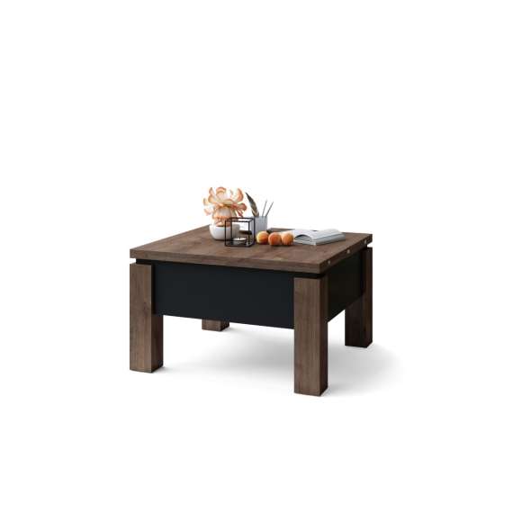 Sofabord Oslo 80-160 cm - eik brun - svart matt