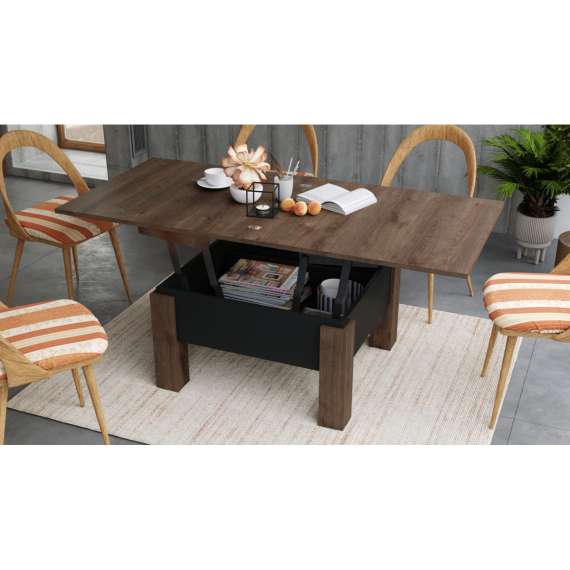 Sofabord Oslo 80-160 cm - eik brun - svart matt