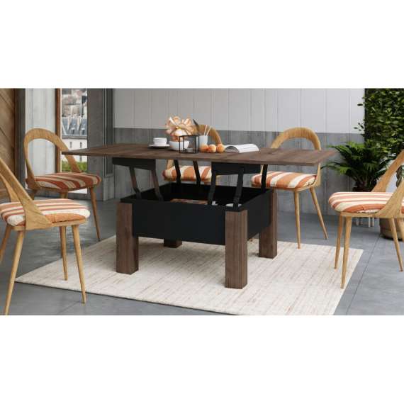 Sofabord Oslo 80-160 cm - eik brun - svart matt