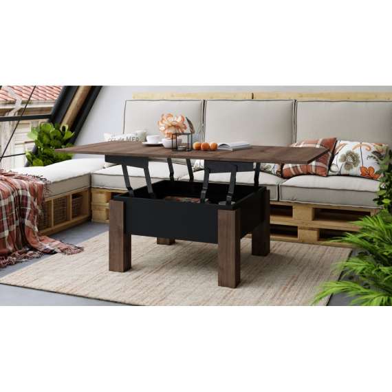 Sofabord Oslo 80-160 cm - eik brun - svart matt