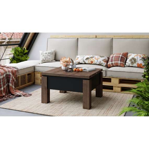 Sofabord Oslo 80-160 cm - eik brun - svart matt