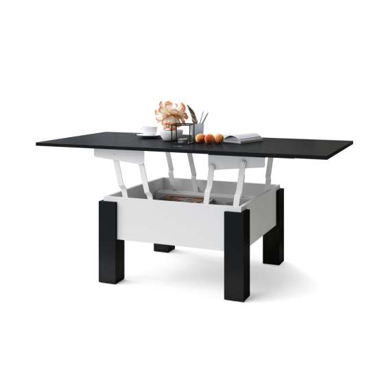 Sofabord Oslo 80-160 cm - svart matt - hvit matt