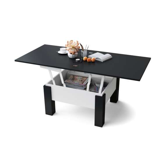 Sofabord Oslo 80-160 cm - svart matt - hvit matt