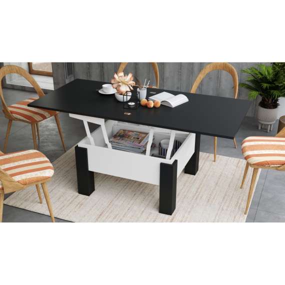 Sofabord Oslo 80-160 cm - svart matt - hvit matt