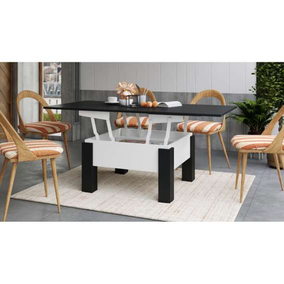 Sofabord Oslo 80-160 cm - svart matt - hvit matt