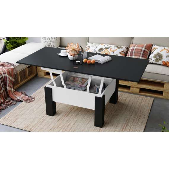 Sofabord Oslo 80-160 cm - svart matt - hvit matt