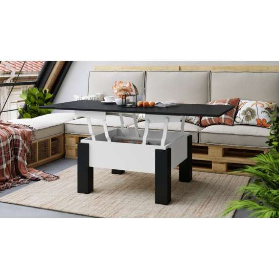 Sofabord Oslo 80-160 cm - svart matt - hvit matt