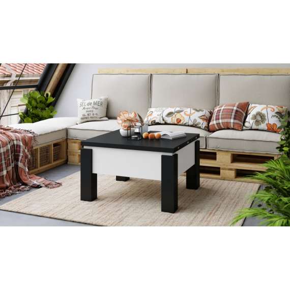 Sofabord Oslo 80-160 cm - svart matt - hvit matt