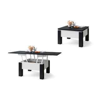 Sofabord Oslo 80-160 cm - svart matt - hvit matt