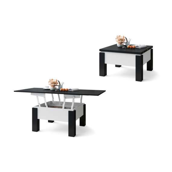 Sofabord Oslo 80-160 cm - svart matt - hvit matt
