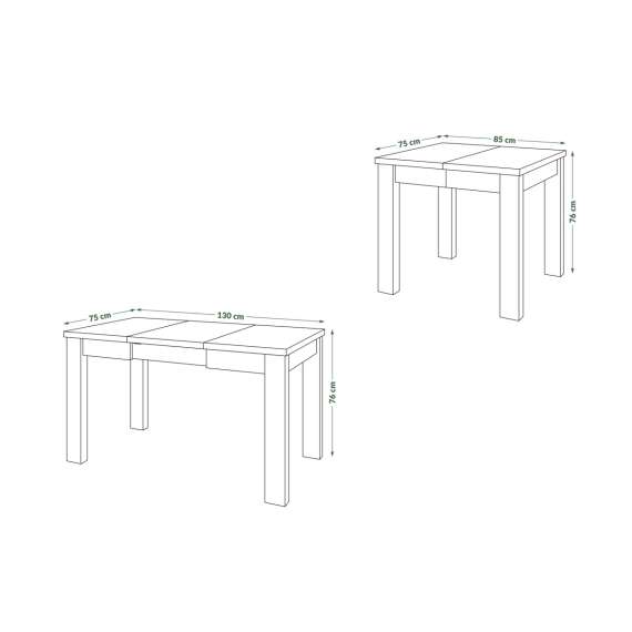 Spisebord Fonte 85-130 cm - Svart matt