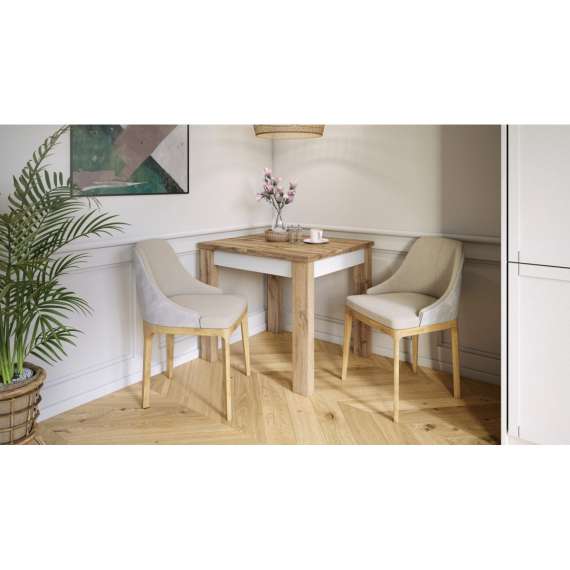 Spisebord Fonte 85-130 cm - Eik - Hvit matt