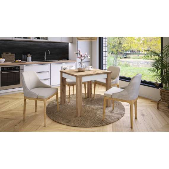 Spisebord Fonte 85-130 cm - Eik - Hvit matt