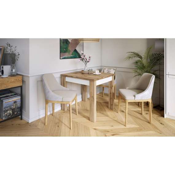 Spisebord Fonte 85-130 cm - Eik - Hvit matt