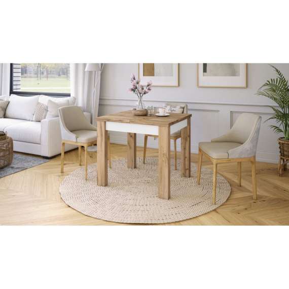 Spisebord Fonte 85-130 cm - Eik - Hvit matt