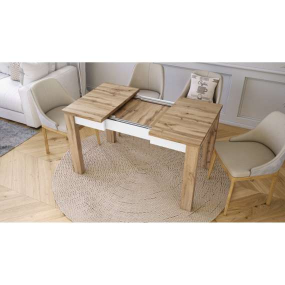 Spisebord Fonte 85-130 cm - Eik - Hvit matt