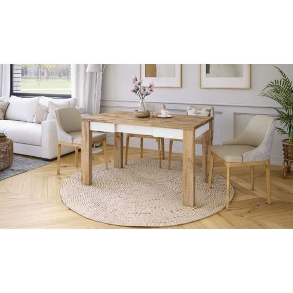 Spisebord Fonte 85-130 cm - Eik - Hvit matt