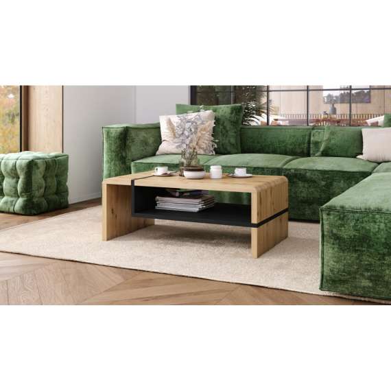 Sofabord Folk 100 cm - med hylle - eik artisan - svart matt