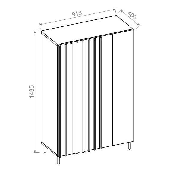 Skap Piemonte 92x144 cm - med ben - 2 dører