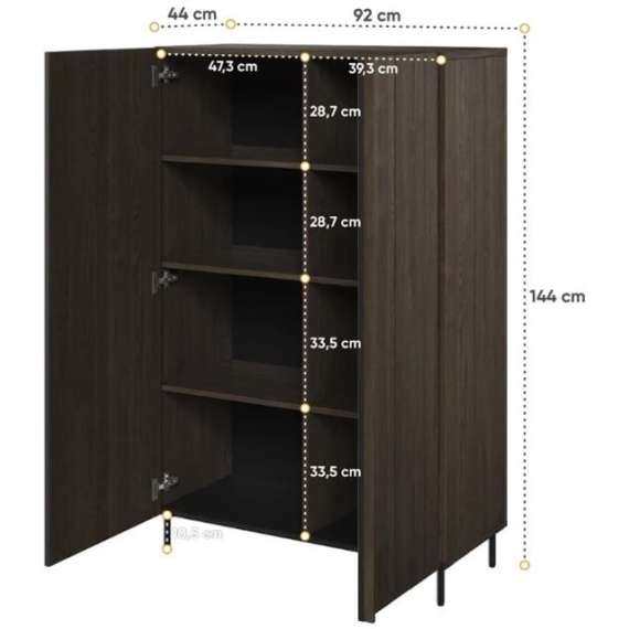 Skap Piemonte 92x144 cm - med ben - 2 dører