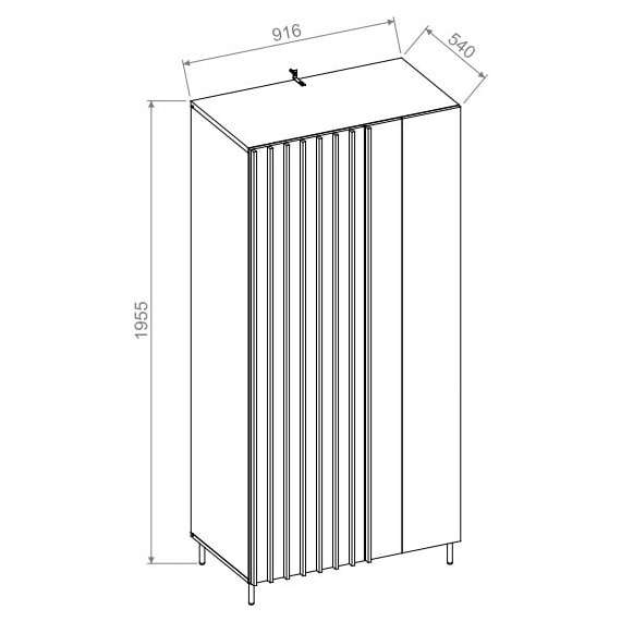 Garderobeskap Piemonte 92x196 cm - med ben - 2 dører