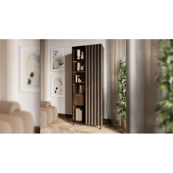 Vitrineskap Piemonte 73x196 cm - med ben - Glassdør