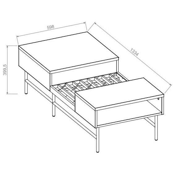 Stuebord Piemonte 134x40 cm - med ben