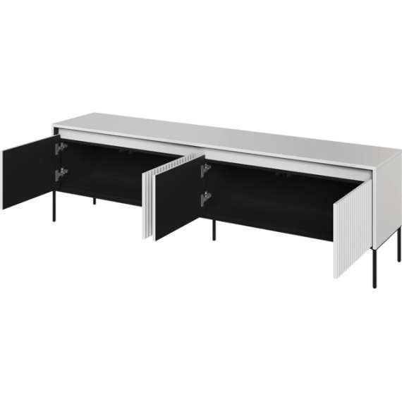 Tv-benk Trend 193x56 cm - metallben - 4 dører - Hvit matt