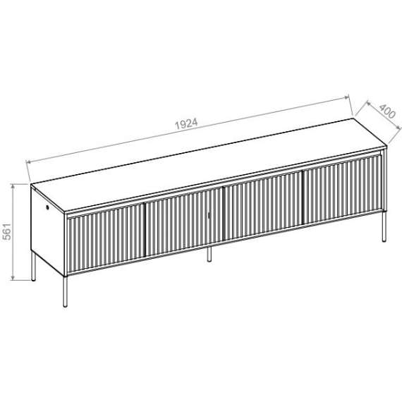 Tv-benk Trend 193x56 cm - metallben - 4 dører - Beige