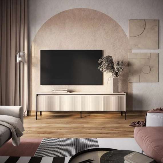 Tv-benk Trend 193x56 cm - metallben - 4 dører - Beige