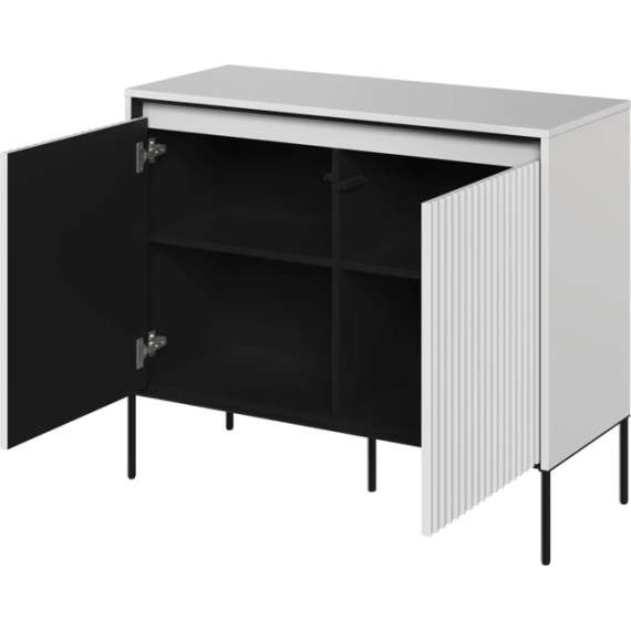 Skap Trend 98x82 cm - metallben - 2 dører - Hvit matt