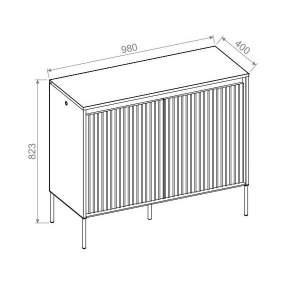 Skap Trend 98x82 cm - metallben - 2 dører - Svart