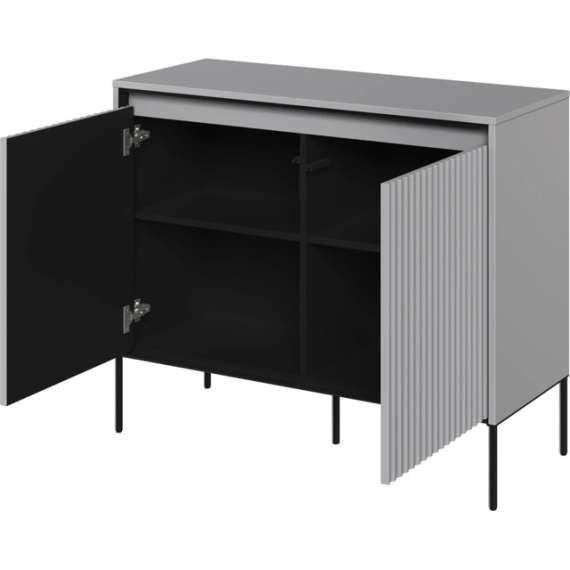 Skap Trend 98x82 cm - metallben - 2 dører - Grå