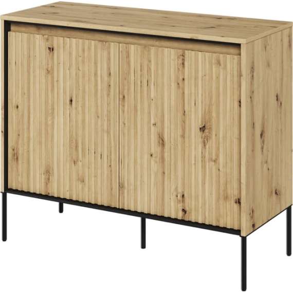 Skap Trend 98x82 cm - metallben - 2 dører - Eikelook