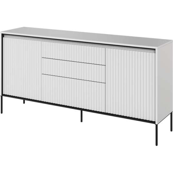 Skjenk Trend 166x82 cm - 2 dører - 3 skuffer - Hvit matt
