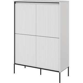 Skap Trend 98x140 cm - metallben - 4 dører - Hvit matt