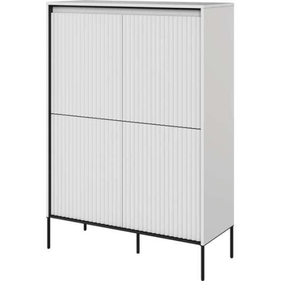 Skap Trend 98x140 cm - metallben - 4 dører - Hvit matt