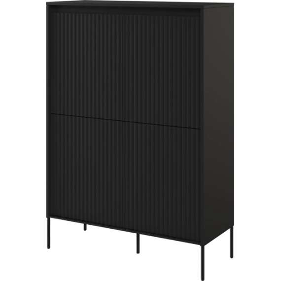 Skap Trend 98x140 cm - metallben - 4 dører - Svart