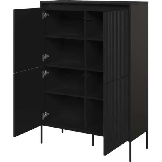 Skap Trend 98x140 cm - metallben - 4 dører - Svart