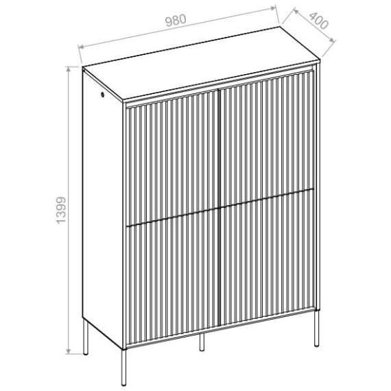 Skap Trend 98x140 cm - metallben - 4 dører - Beige