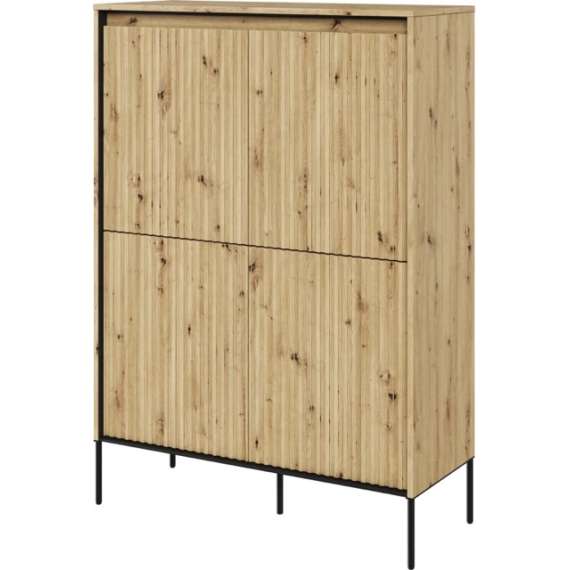 Skap Trend 98x140 cm - metallben - 4 dører - Eik