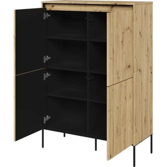 Skap Trend 98x140 cm - metallben - 4 dører - Eik