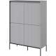 Skap Trend 98x140 cm - metallben - 4 dører - Grå