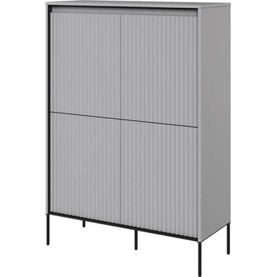 Skap Trend 98x140 cm - metallben - 4 dører - Grå