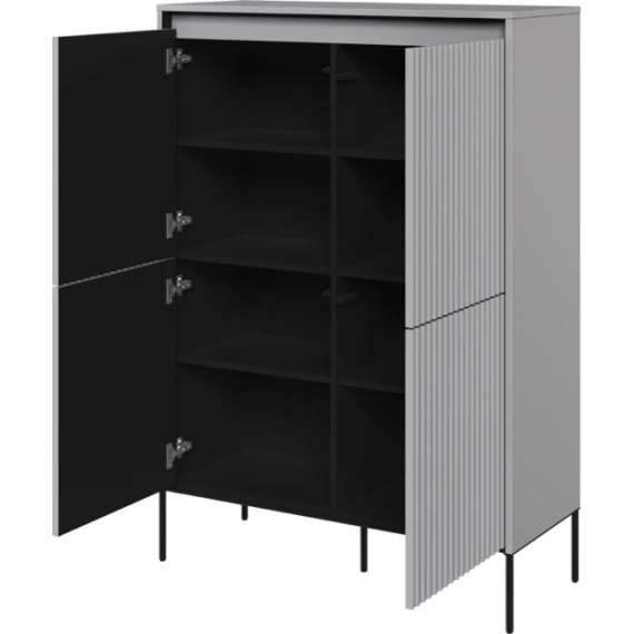 Skap Trend 98x140 cm - metallben - 4 dører - Grå