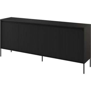 Skjenk Trend 193x82 cm - metallben - 4 dører - Svart matt